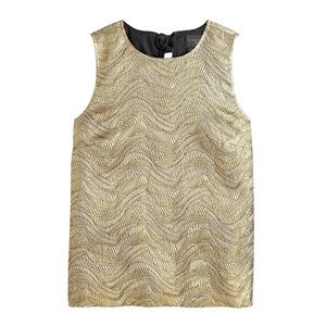 NWT J.Crew Collection bow-back‎ top in Gold  metallic leaf jacquard